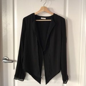 Lush Chiffon Contrast Blazer w/ Surplice Back
